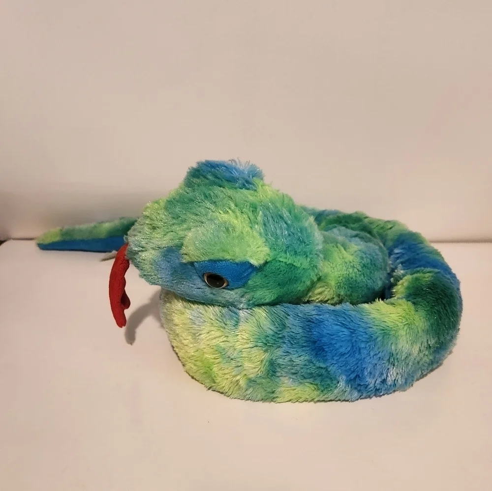 64” Fiesta Blue and Green Watercolor Design Snake Plush
